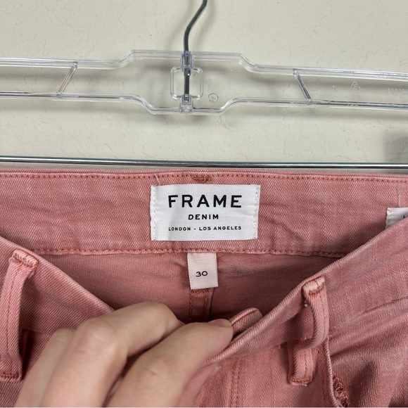 Frame Size 30 Le Crop Mini Boot Cut Crop Jeans Peony Pink - Picture 3 of 11